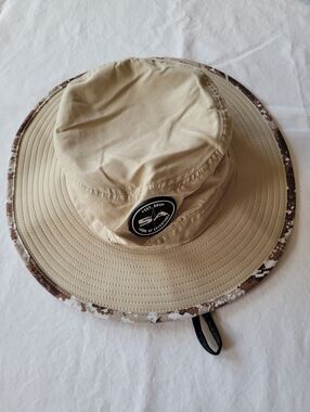 SA Men Sun Bucket Hat in Khaki with Camo Trim